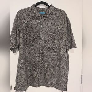 Tori Richard Black and Gray Paisley Button-Down Shirt